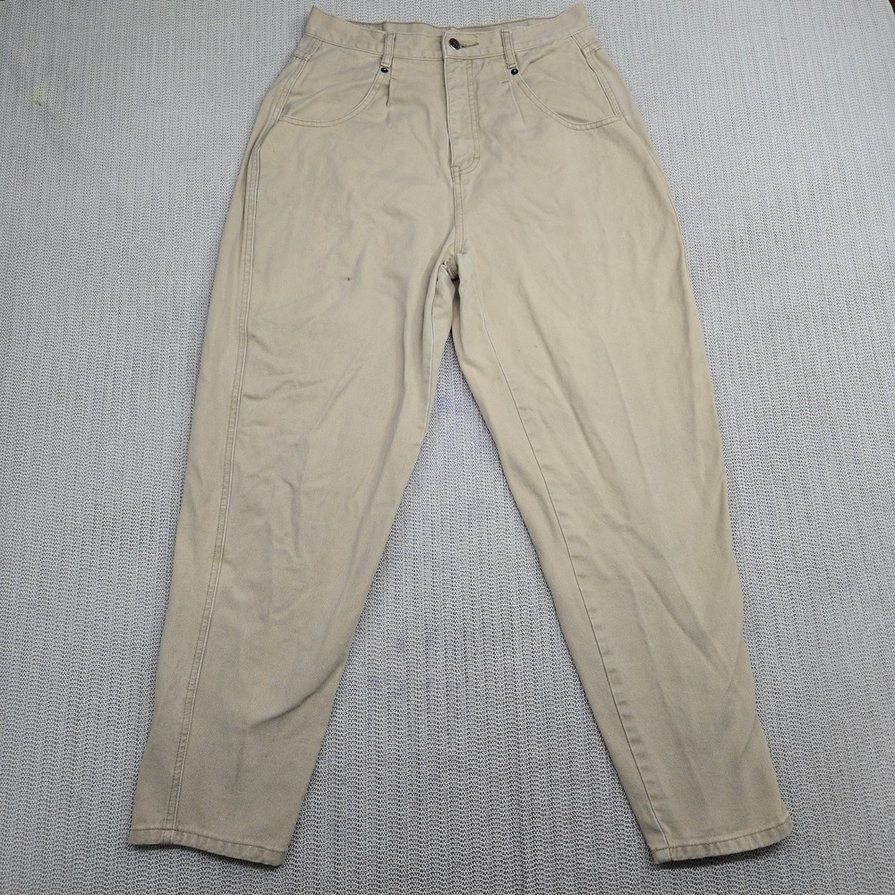 Vintage Brittania Jeans Pants Womens 12 Khaki High Waist Tapered Leg Pleated 90s